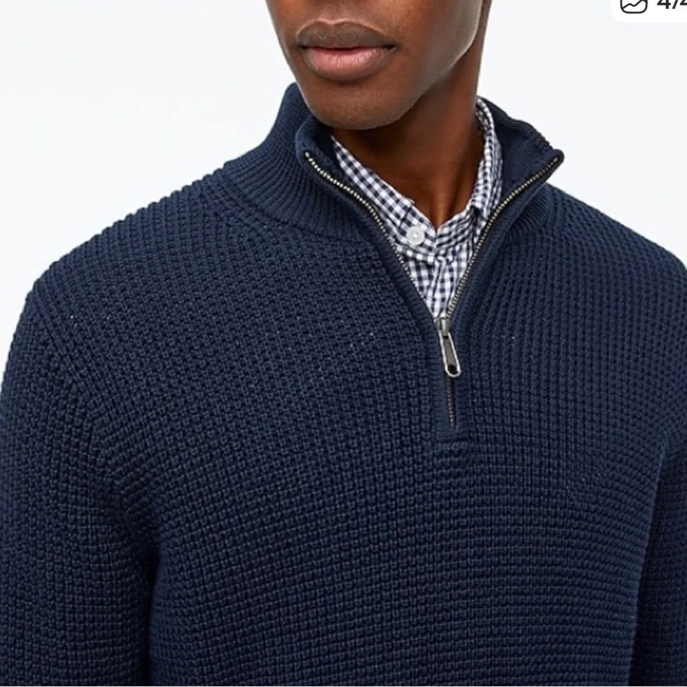 J. Crew Men's Cotton Waffle Knit Half Zip Sweater